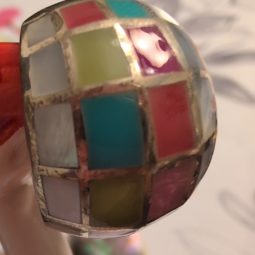 NWOT Sterling Silver Colorful Mosaic Dome Ring - Picture 2 of 4